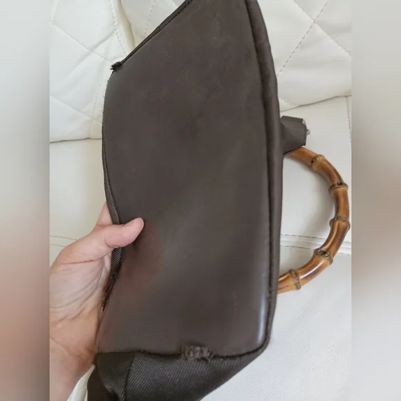 Authentic GUCCI bamboo handle one shoulder bag khaki - Picture 10 of 16